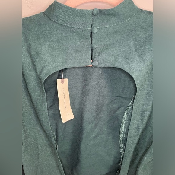 Anthropologie Maeve Open-Back Bow Blouse in Teal Green - Picture 11 of 16
